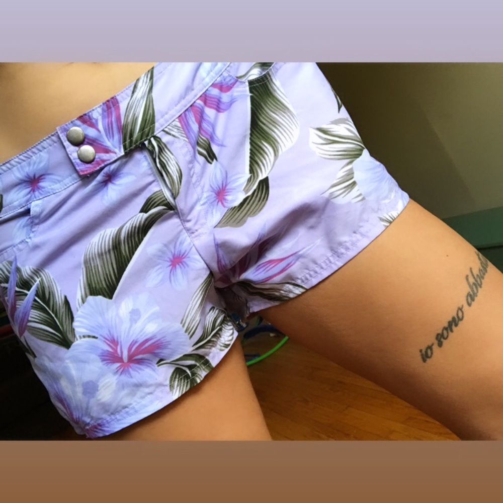 MOSSIMO NWOT purple floral athletic/swim shorts
